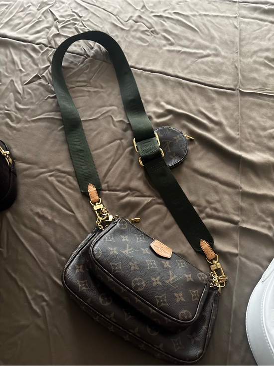 Louis Vuitton Handbags - Louis Vuitton Monogram Canvas Multi Pochette with Olive Strap and Tan Trim